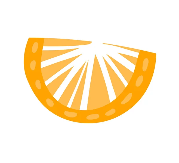 Fatia laranja brilhante, ecologia natural citrinos colheita deliciosa, isolado em branco, desenho animado ilustração vetor. Comida de ícone de limão . — Vetor de Stock