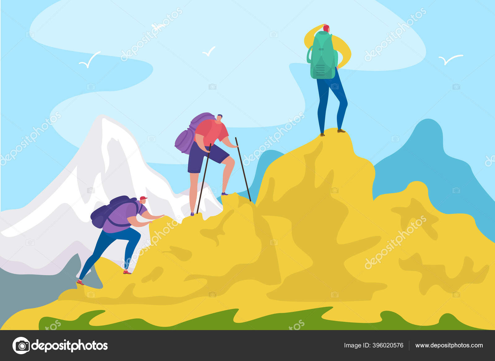 Hiking mountain, travelling for tourists adventure in nature concept vector illustration. Travelling, hiking for groups and friends. Stock Vector Image by © #396020576 Hiking mountain, travelling for tourists adventure in nature concept vector illustration. Travelling, hiking for groups and friends. Stock Vector Image by © #396020576