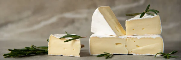 Camembert de queso o brie con romero fresco — Foto de Stock