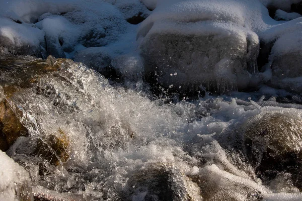 Texture of boiling water, waterfall, mountain river,