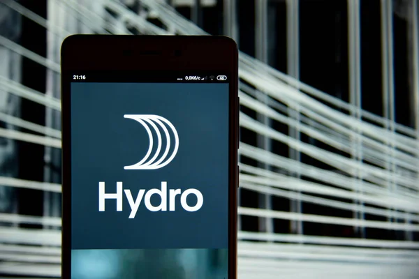 Logo Hydro widoczne na ekranie smartfona — Zdjęcie stockowe