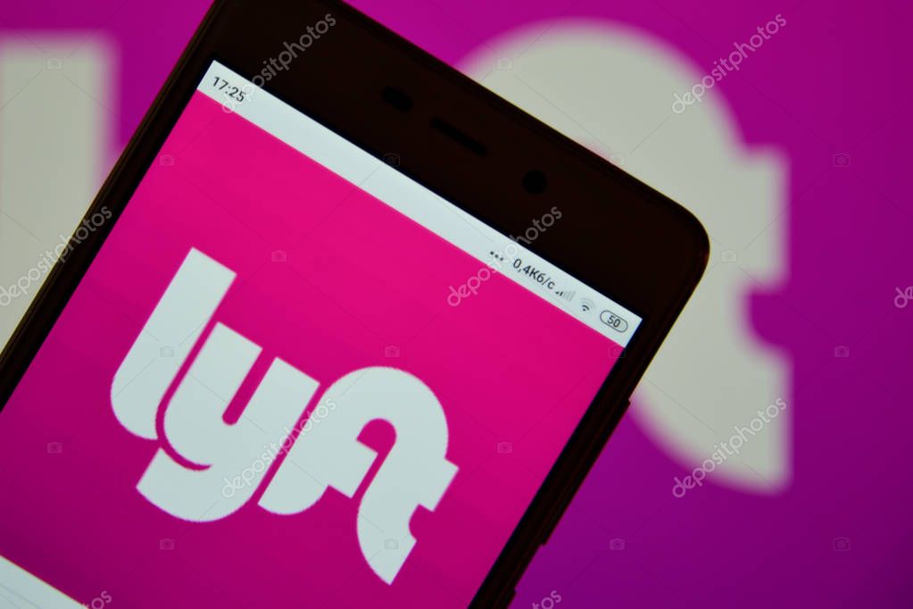 Ivano-Frankivsk, Ukraine - May 10, 2019: Lyft logo on smartphone screen. Lyft is an American company offering transportation services online. Illustrative editorial.