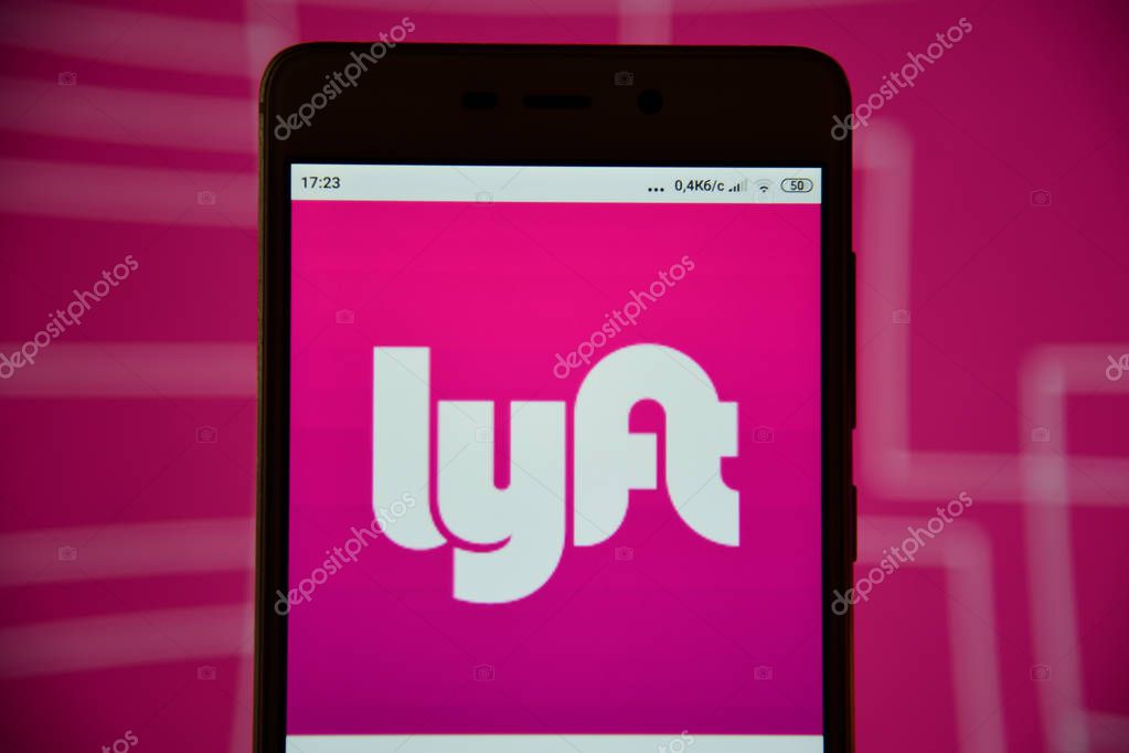 Ivano-Frankivsk, Ukraine - May 10, 2019: Lyft logo on smartphone screen. Lyft is an American company offering transportation services online. Illustrative editorial.