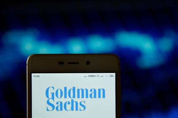 stock image Goldman Sachs logo seen displayed on smart phone