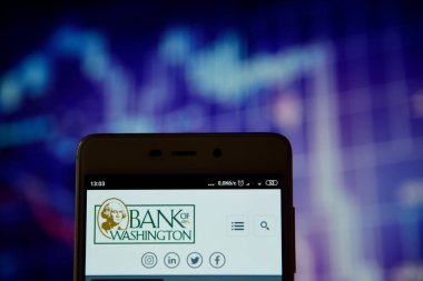Akıllı telefonda Bank of Washington logosu