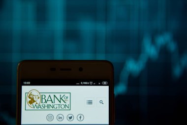 Akıllı telefonda Bank of Washington logosu