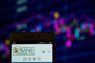 Akıllı telefonda Bank of Washington logosu