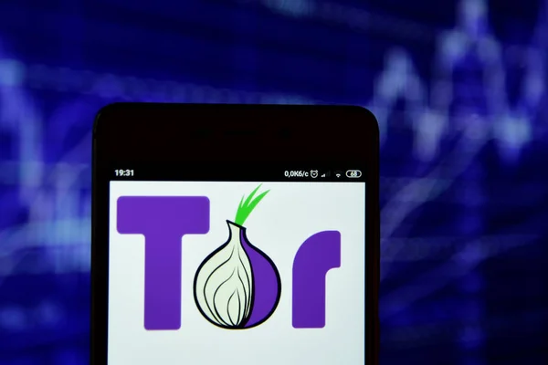 Logotipo del navegador Tor visto en el teléfono inteligente — Foto de Stock