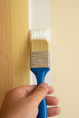 Fırçalı el beyaz renkte boyar.