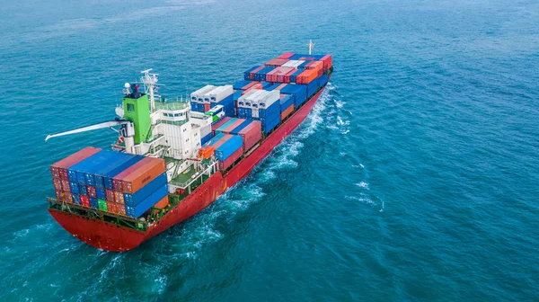 Aerial Top View Container Cargo Ship Business Logistic Transportation International — Stock Photo, Image