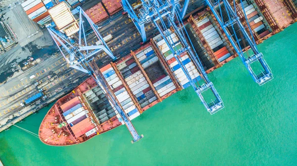 Aerea Vista Dall Alto Container Nave Carico Business Import Logistica — Foto Stock