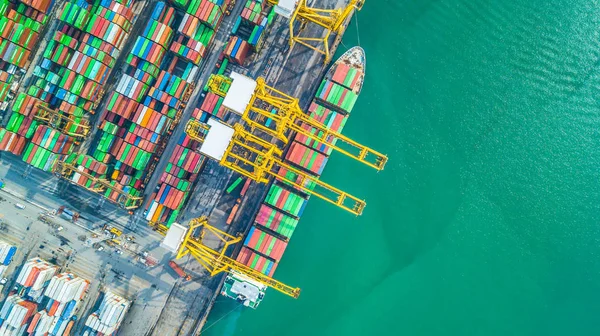 Aerial Top View Container Cargo Ship Business Import Export Logistic — Stock Photo, Image