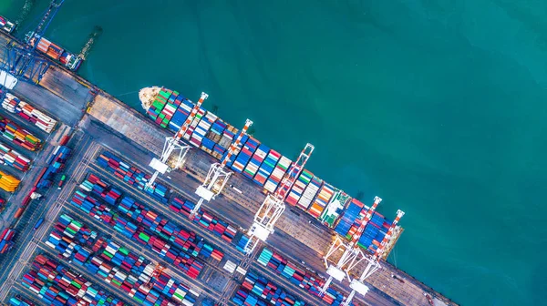 Luchtfoto Van Bovenste Container Vrachtschip Business Import Export Logistieke Transport — Stockfoto