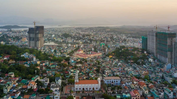 Aerial view Ha Long City, the capital city of Quang Ninh Province, Halong Bay, Vietnam.