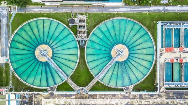 Luftbild Rezirkulation Feststoffkontaktklärer Sedimentationsbecken Wasseraufbereitungsanlage — Stockfoto
