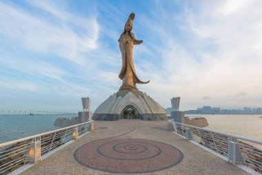 Kun Im heykeli, Guan Yin 'in Gloden heykeli, Taoizm' de Merhamet Tanrıçası, Macau, Çin.