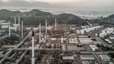 Hava üstten görünüm Petrokimya tesisi, havadan görünümü petrol rafineri tesisi.