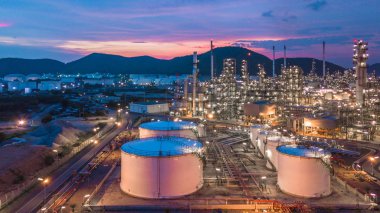 Havadan görünümü petrol rafinerisi, rafineri tesisi, rafineri fabrika Petrokimya tesisi.