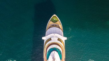 Havadan görünümü büyük yolcu gemisi deniz, yolcu cruise gemi aracı, Tayland Körfezi yelken büyük Cruise ship.