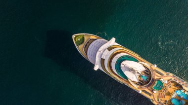 Havadan görünümü büyük yolcu gemisi deniz, yolcu cruise gemi aracı, Tayland Körfezi yelken büyük Cruise ship.