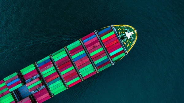 Container Ship Carrying Container Import Export Aerial View Business Logistic — Stock Photo, Image