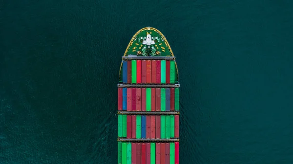 Container Ship Carrying Container Import Export Aerial View Business Logistic — Stock Photo, Image