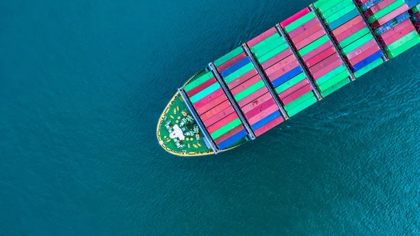 Aerial View Cargo Container Ship Carrying Container Import Export Business — Stock Photo, Image