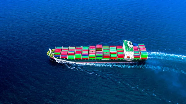 Container Ship Carrying Container Import Export Aerial View Business Logistic — Stock Photo, Image