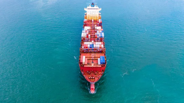 Aerial View Container Ship Carrying Container Import Export Business Logistic — Stock Photo, Image