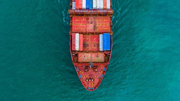 Container Ship Carrying Container Import Export Aerial View Business Logistic — Stock Photo, Image