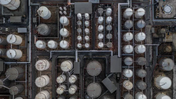 Storage of liquid petrochemical product tank, Aerial view, Liquid chemical and petrochemical product tank terminal.