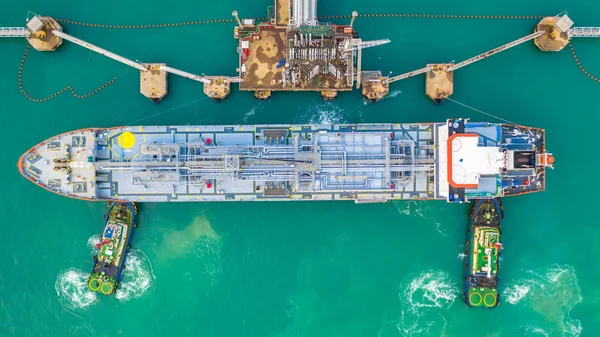 Carregamento Navio Tanque Vista Porto Cima Navio Tanque Logística Importação — Fotografia de Stock