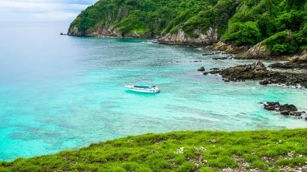 Vista Aerea Bellissima Spiaggia Tropicale Sabbia Bianca Punto Snorkeling Cockburn — Foto Stock