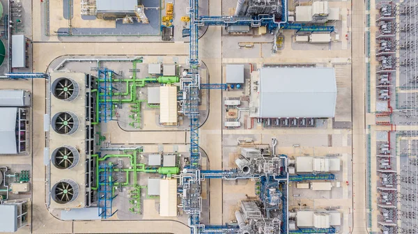 stock image Aerial top view electric substation, view from above electric station.