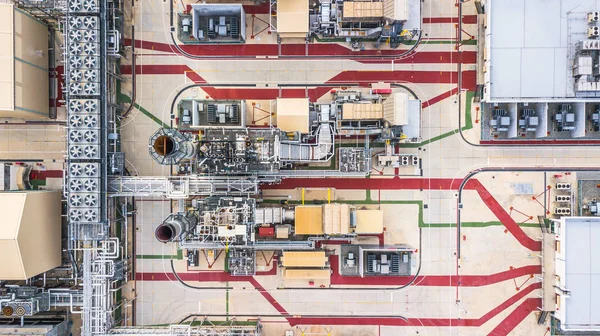 Luchtfoto Elektrische Elektriciteitscentrale Ondersteunen Alle Olie Gasindustrie Raffinaderij Plant Vorm — Stockfoto
