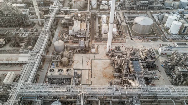 Luchtfoto Bovenaanzicht Petrochemische Plant Luchtfoto Olie Raffinaderij Plant — Stockfoto