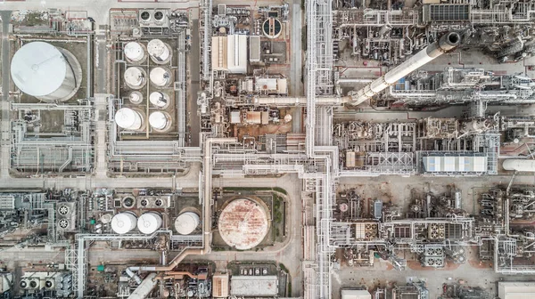 Luchtfoto Bovenaanzicht Petrochemische Plant Luchtfoto Olie Raffinaderij Plant — Stockfoto