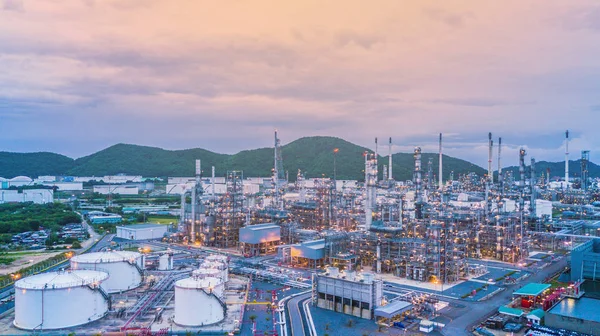 Luchtfoto Olieraffinaderij Chemische Fabriek Industriële Olie Raffinaderij Plant Vorm Industrie — Stockfoto