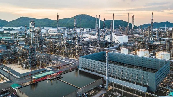 Luchtfoto Olieraffinaderij Raffinaderij Plant Raffinaderij Fabriek Petrochemische Plant — Stockfoto