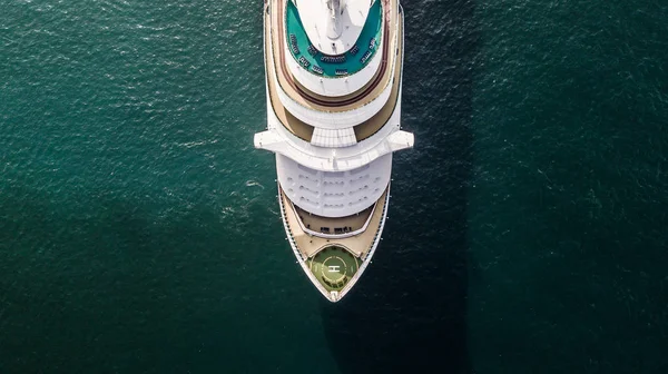 Aerial view large cruise ship at sea, Passenger cruise ship vessel sailing across the Gulf of Thailand.