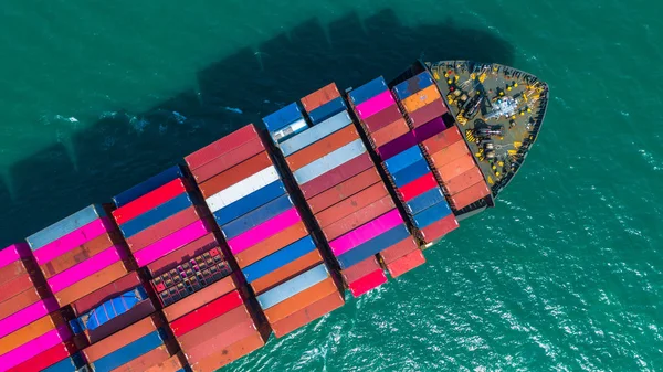 Containerfartyg Som Anländer Till Hamn Containerfartyg Kommer Att Djupt Hav — Stockfoto