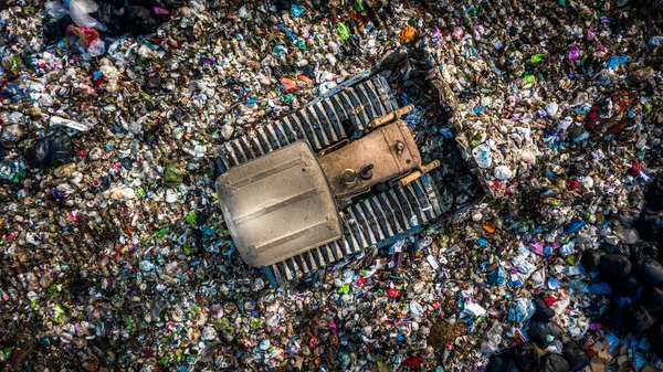 Garbage pile  in trash dump or landfill, Aerial view garbage tru Royalty Free Stock Photos