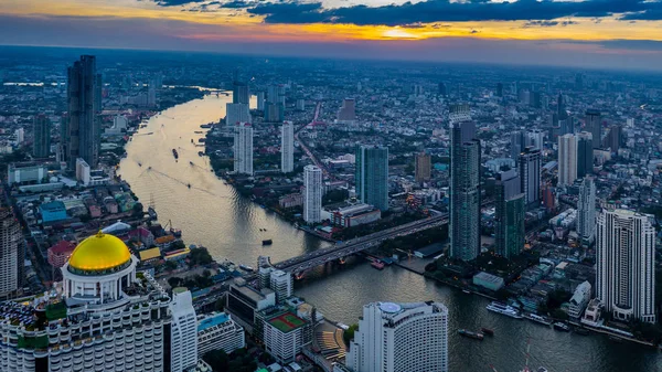 Bangkok City aerial view, Aerial view from above of skyscraper a