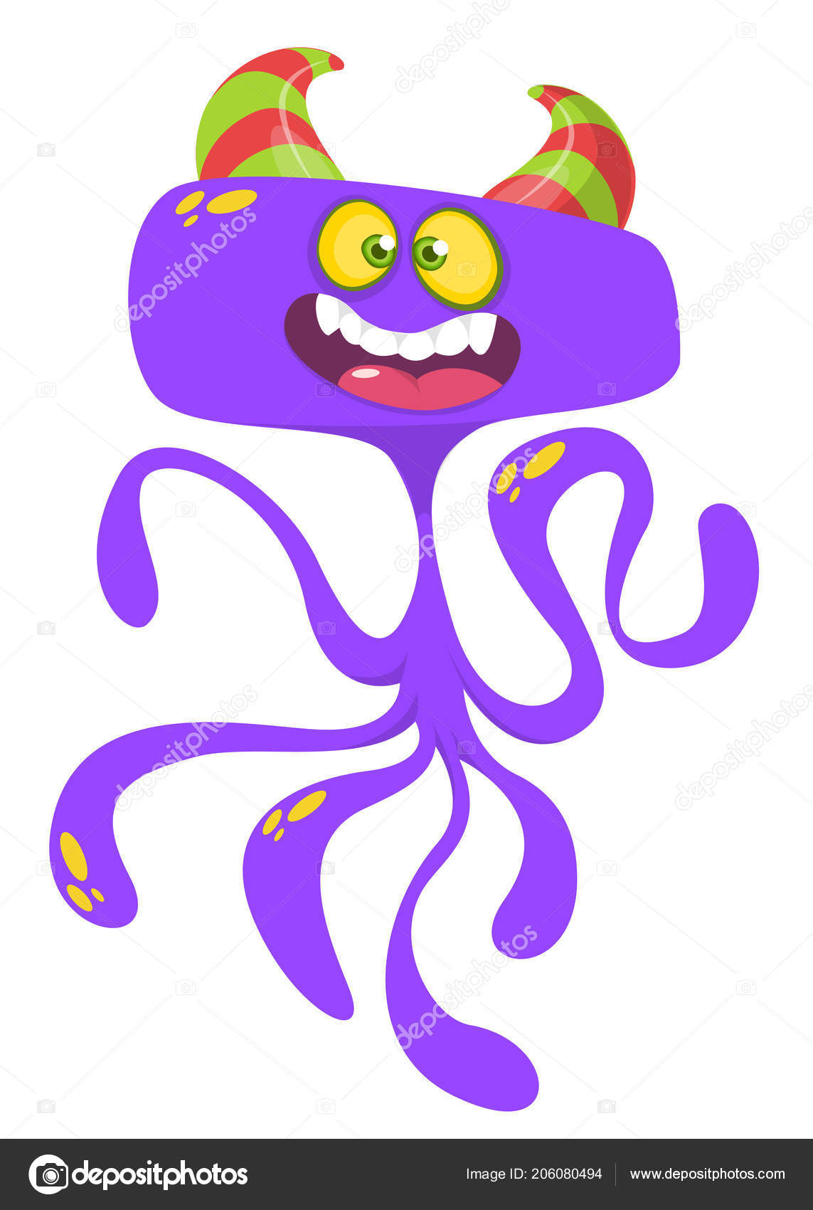 Ilustração Do Desenho Animado Do Vetor Do Monstro Roxo Com Uma