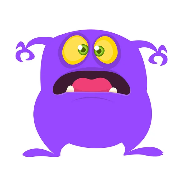 Angry Cartoon Monster Big Smile Vector Halloween Purple Monster Illustration — Stock Vector