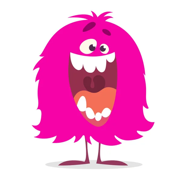 可爱的卡通怪物微笑 粉红色滑稽的怪物的矢量例证 万圣节设计 — 图库矢量图片
