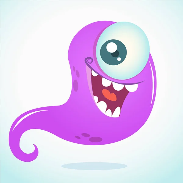 Happy Cartoon Monster Met Één Oog Halloween Vectorillustratie Van Paarse — Stockvector
