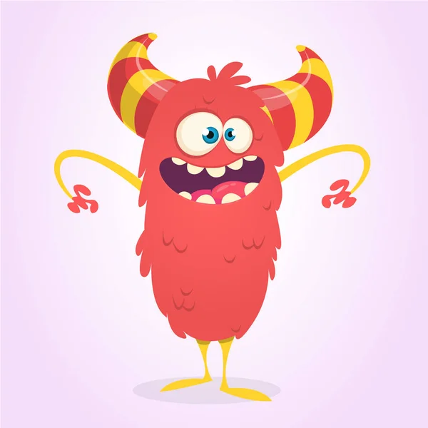 Cute cartoon devil. Vector illustration of funny red devil character for Halloween