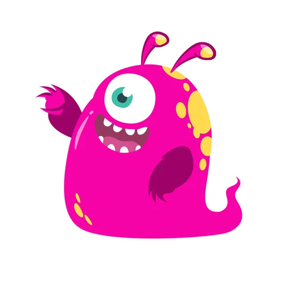Grappige Cartoon Roze One Eyed Monster Vectorillustratie Geïsoleerd Halloween Ontwerp — Stockvector