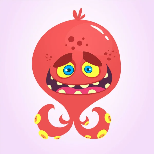 Divertido Pulpo Alienígena Dibujos Animados Ilustración Vectorial — Vector de stock